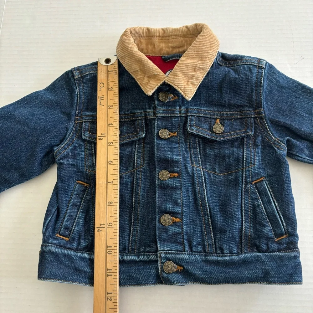 Talbots Kids Denim Jean Barn Jacket Corduroy Collar Elbow Patches Toddler 12 Mon